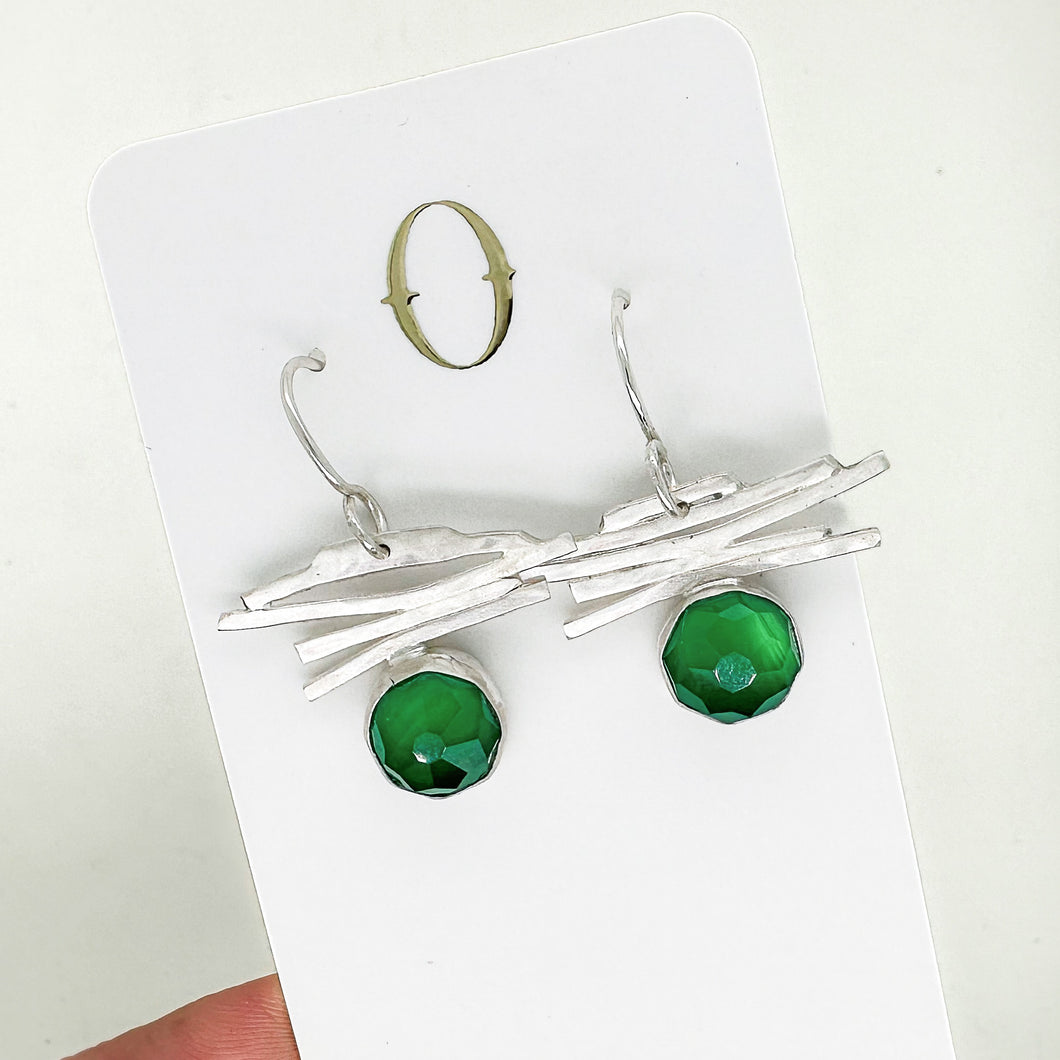 Confetti Earrings- Green Onyx