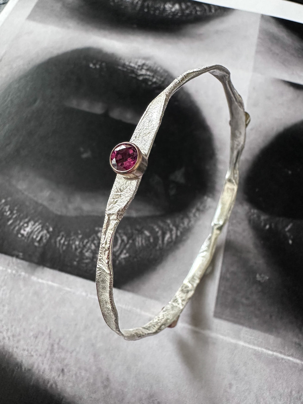 Distilled Rotation Bangle (with Rhodolite Garnets and gold)