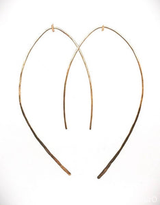 Wishbone Earrings (brass) - Obscuro Jewelry - Hammered brass