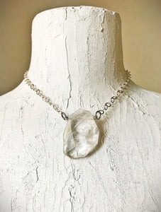 Xeo Necklace - Obscuro Jewelry -  quartz chunk sterling silver chain