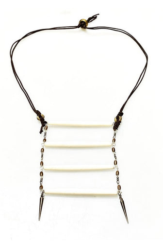 Tanga Necklace - Obscuro Jewelry - Stacked white bone waxed cord