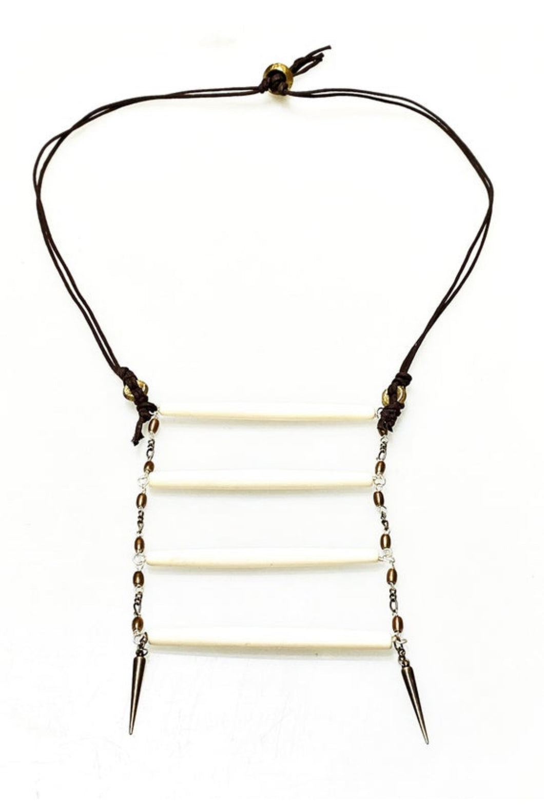 Tanga Necklace - Obscuro Jewelry - Stacked white bone waxed cord