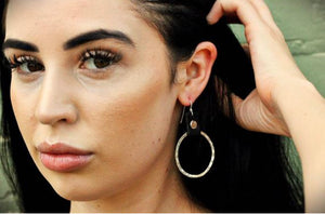 Take the Lead Earrings- black leather - Obscuro Jewelry - sterling silver hoops