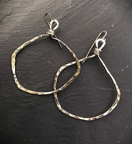 Veruschka Hoops (silver, large) - Obscuro Jewelry -  hammered sterling silver