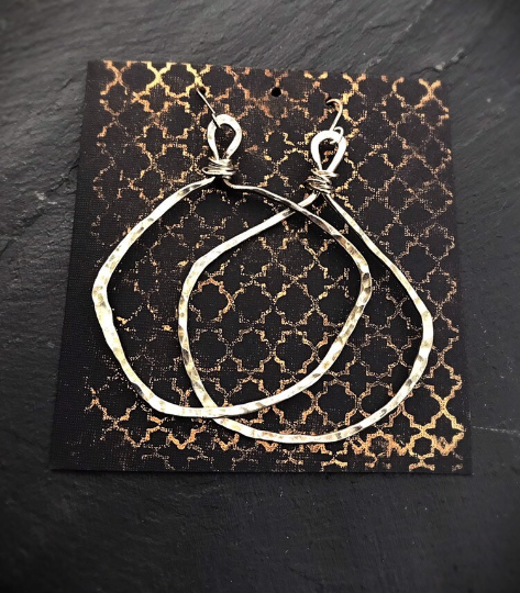 Veruschka Hoops (silver, large) - Obscuro Jewelry -  hammered sterling silver