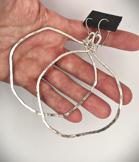 Veruschka Hoops (silver, large) - Obscuro Jewelry -  hammered sterling silver