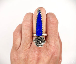 Lapis and Succulent Ring - Obscuro Jewelry - Sterling Silver 