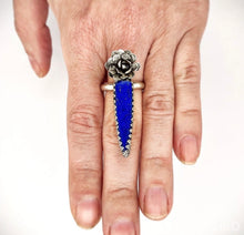 Load image into Gallery viewer, Lapis and Succulent Ring - Obscuro Jewelry - Sterling Silver 
