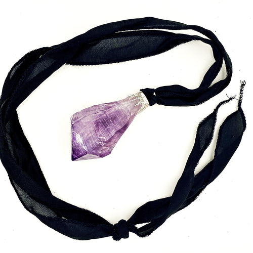Kira Amethyst Necklace - Obscuro Jewelry - Sterling Silver and amethyst chunk
