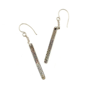 Textured Swinging Bar Earrings - Obscuro Jewelry - sterling silver