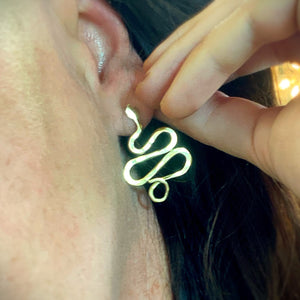 Obscuro Jewelry - Coiled Brass Serpent Earrings 