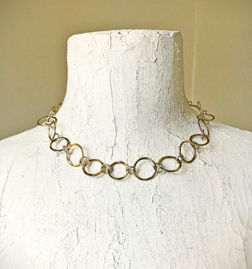 Kreis Necklace - Obscuro Jewelry - Sterling Silver and Brass circles